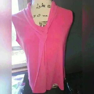 Tiffany & Grey Womans Pink Tie Front Sleeveless Blouse Size PXL